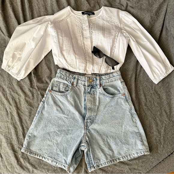 SOLD NWOT White Cotton Cropped Blouse - Picture 4 of 16